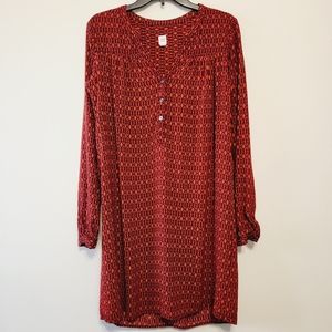 GAP Geometric Red Long Sleeve Mini Dress